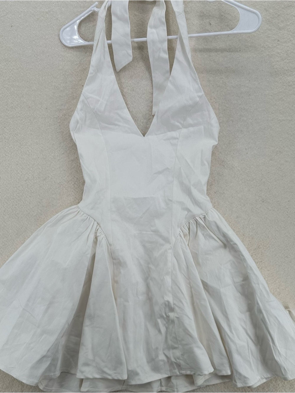 Elegant Coquette Halter Princess Polly White Mini Dress - Picture 2 of 7
